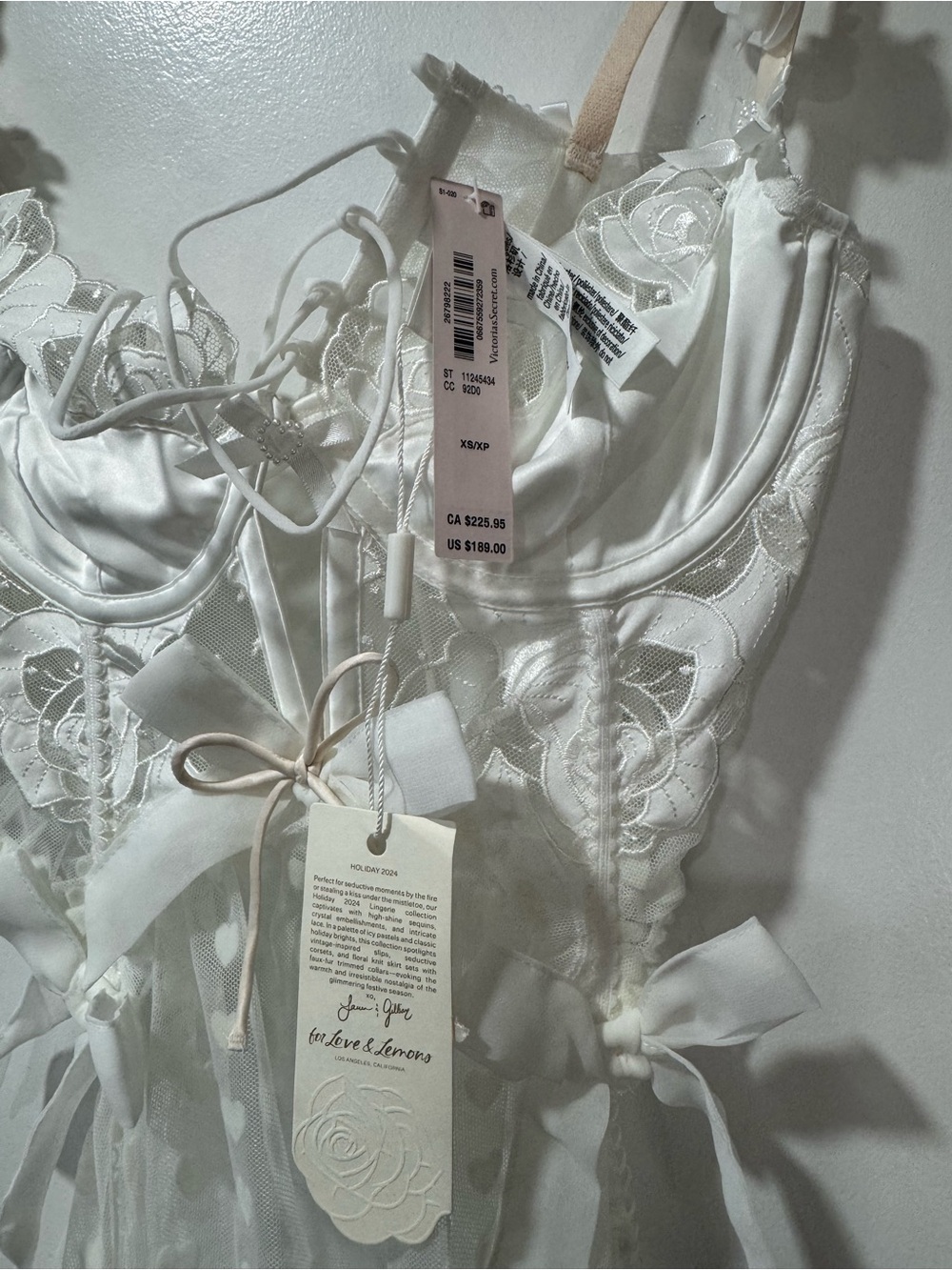 For Love And Lemons Amore White Sheer Lace Heart-Print Bridal Slip Dress XS - Picture 12 of 14
